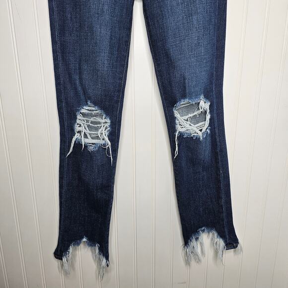 L'AGENCE Highline Distressed Skinny Jeans Size 23 High Rise Stretch Raw Hem Boho - Picture 4 of 11